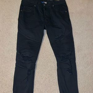 H&M Divided Mens Black Moto Distressed Jeans Size 36